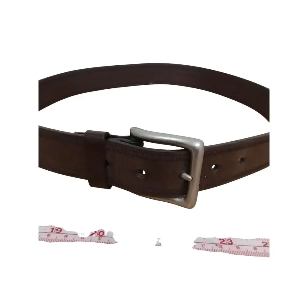 Mens size 34 Brown Leather Stitch Casual Church Teacher Professional Career Belt